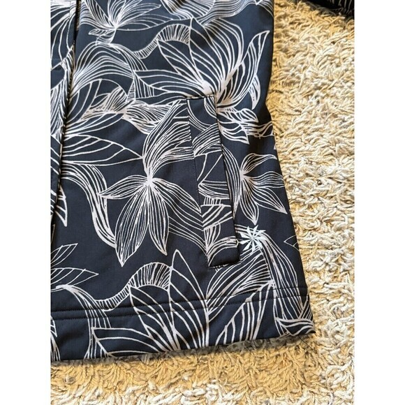Athleta Odyssey Leaf Print Jacket Full Zip Magnetic Running Workout Black Sz M - Picture 8 of 11